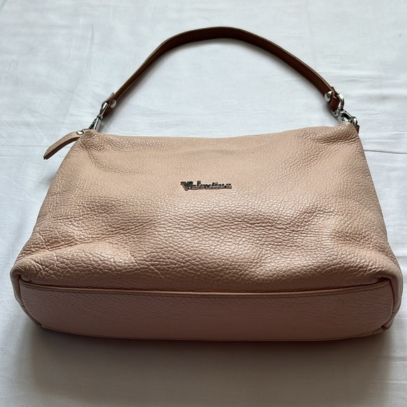 VALENTINA Made In Italy Pink Pebbled Leather Shoulder Bag - Picture 3 of 6